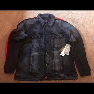 Men's Denim Jacket with Red Accents